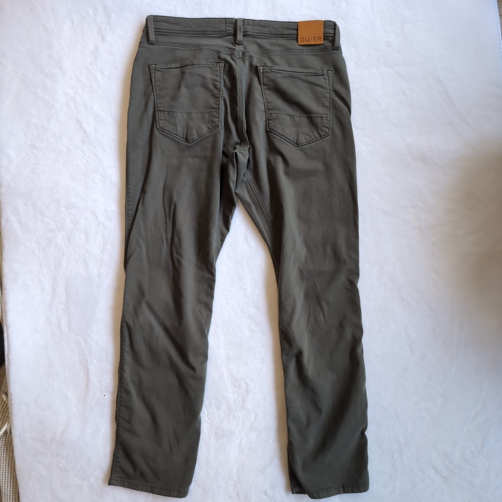 DU/ER No Sweat Pants Men 36x32 Olive Green N2X Relaxed Taper Performance Stretch - Picture 3 of 9